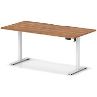 Air 1600mm Scalloped Edge Height Adjustable Desk, White Leg, Walnut
