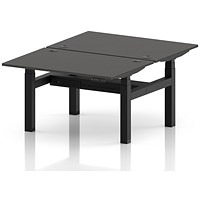 Air 2 Person Sit-Standing Bench Desk, Back-to-Back, 2 x 1200 (800mm Deep), Black Frame, Carbon Grey