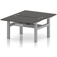 Air 2 Person Sit-Standing Bench Desk, Back-to-Back, 2 x 1200 (800mm Deep), Silver Frame, Carbon Grey