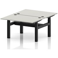 Air 2 Person Sit-Standing Bench Desk, Back-to-Back, 2 x 1200 (800mm Deep), Black Frame, Dove Grey