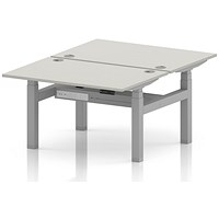 Air 2 Person Sit-Standing Bench Desk, Back-to-Back, 2 x 1200 (800mm Deep), Silver Frame, Dove Grey