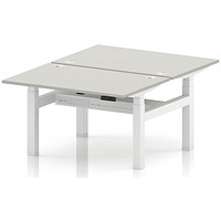 Air 2 Person Sit-Standing Bench Desk, Back-to-Back, 2 x 1200 (800mm Deep), White Frame, Dove Grey