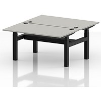 Air 2 Person Sit-Standing Bench Desk, Back to Back, 2 x 1400mm (800mm Deep), Black Frame, Dove Grey