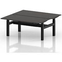 Air 2 Person Sit-Standing Bench Desk, Back to Back, 2 x 1600mm (800mm Deep), Black Frame, Carbon Grey