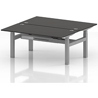 Air 2 Person Sit-Standing Bench Desk, Back to Back, 2 x 1600mm (800mm Deep), Silver Frame, Carbon Grey
