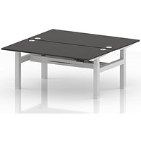 Air 2 Person Sit-Standing Bench Desk, Back to Back, 2 x 1600mm (800mm Deep), White Frame, Carbon Grey