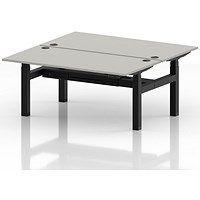 Air 2 Person Sit-Standing Bench Desk, Back to Back, 2 x 1600mm (800mm Deep), Black Frame, Dove Grey