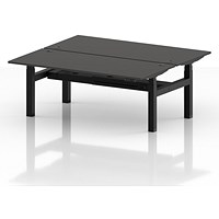 Air 2 Person Sit-Standing Bench Desk, Back to Back, 2 x 1800mm (800mm Deep), Black Frame, Carbon Grey