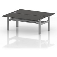 Air 2 Person Sit-Standing Bench Desk, Back to Back, 2 x 1800mm (800mm Deep), Silver Frame, Carbon Grey