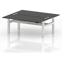 Air 2 Person Sit-Standing Bench Desk, Back to Back, 2 x 1800mm (800mm Deep), White Frame, Carbon Grey