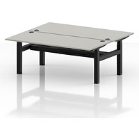 Air 2 Person Sit-Standing Bench Desk, Back to Back, 2 x 1800mm (800mm Deep), Black Frame, Dove Grey