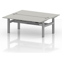 Air 2 Person Sit-Standing Bench Desk, Back to Back, 2 x 1800mm (800mm Deep), Silver Frame, Dove Grey