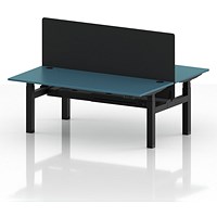 Air 2 Person Sit-Standing Bench Desk with Black Straight Screen, Back to Back, 2 x 1800mm (800mm Deep), Black Frame, Dark Teal
