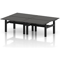 Air 4 Person Sit-Standing Bench Desk, Back to Back, 4 x 1200mm (800mm Deep), Black Frame, Carbon Grey