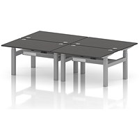 Air 4 Person Sit-Standing Bench Desk, Back to Back, 4 x 1200mm (800mm Deep), Silver Frame, Carbon Grey
