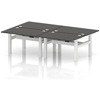 Air 4 Person Sit-Standing Bench Desk, Back to Back, 4 x 1200mm (800mm Deep), White Frame, Carbon Grey