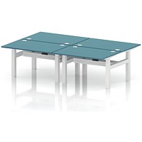 Air 4 Person Sit-Standing Bench Desk, Back to Back, 4 x 1200mm (800mm Deep), White Frame, Dark Teal