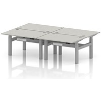 Air 4 Person Sit-Standing Bench Desk, Back to Back, 4 x 1200mm (800mm Deep), Silver Frame, Dove Grey
