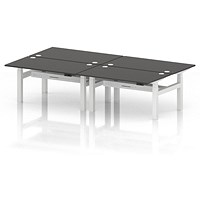 Air 4 Person Sit-Standing Bench Desk, Back to Back, 4 x 1400mm (800mm Deep), White Frame, Carbon Grey
