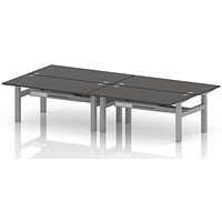 Air 4 Person Sit-Standing Bench Desk, Back to Back, 4 x 1600mm (800mm Deep), Silver Frame, Carbon Grey
