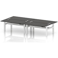 Air 4 Person Sit-Standing Bench Desk, Back to Back, 4 x 1600mm (800mm Deep), White Frame, Carbon Grey
