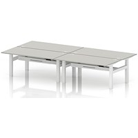 Air 4 Person Sit-Standing Bench Desk, Back to Back, 4 x 1600mm (800mm Deep), White Frame, Dove Grey