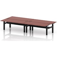 Air 4 Person Sit-Standing Bench Desk, Back to Back, x 1800mm (800mm Deep), Black Frame, Brick Red