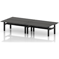 Air 4 Person Sit-Standing Bench Desk, Back to Back, x 1800mm (800mm Deep), Black Frame, Carbon Grey