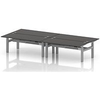Air 4 Person Sit-Standing Bench Desk, Back to Back, x 1800mm (800mm Deep), Silver Frame, Carbon Grey