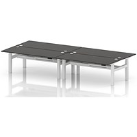 Air 4 Person Sit-Standing Bench Desk, Back to Back, x 1800mm (800mm Deep), White Frame, Carbon Grey