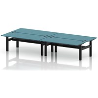 Air 4 Person Sit-Standing Bench Desk, Back to Back, x 1800mm (800mm Deep), Black Frame, Dark Teal