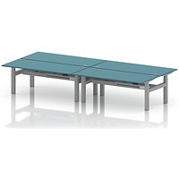 Air 4 Person Sit-Standing Bench Desk, Back to Back, x 1800mm (800mm Deep), Silver Frame, Dark Teal