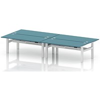 Air 4 Person Sit-Standing Bench Desk, Back to Back, x 1800mm (800mm Deep), White Frame, Dark Teal