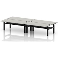 Air 4 Person Sit-Standing Bench Desk, Back to Back, x 1800mm (800mm Deep), Black Frame, Dove Grey