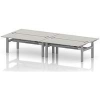 Air 4 Person Sit-Standing Bench Desk, Back to Back, x 1800mm (800mm Deep), Silver Frame, Dove Grey
