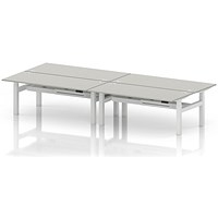 Air 4 Person Sit-Standing Bench Desk, Back to Back, x 1800mm (800mm Deep), White Frame, Dove Grey