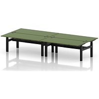 Air 4 Person Sit-Standing Bench Desk, Back to Back, x 1800mm (800mm Deep), Black Frame, Moss Green