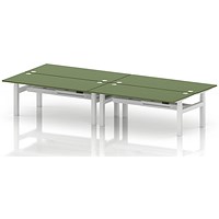 Air 4 Person Sit-Standing Bench Desk, Back to Back, x 1800mm (800mm Deep), White Frame, Moss Green