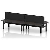 Air 4 Person Sit-Standing Bench Desk with Black Straight Screen, Back to Back, x 1800mm (800mm Deep), Black Frame, Carbon Grey