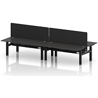 Air 4 Person Sit-Standing Bench Desk with Black Straight Screen, Back to Back, x 1800mm (800mm Deep), Silver Frame, Carbon Grey