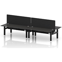 Air 4 Person Sit-Standing Bench Desk with Black Straight Screen, Back to Back, x 1800mm (800mm Deep), White Frame, Carbon Grey