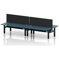 Air 4 Person Sit-Standing Bench Desk with Black Straight Screen, Back to Back, x 1800mm (800mm Deep), White Frame, Dark Teal