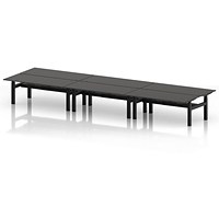 Air 6 Person Sit-Standing Bench Desk, Back to Back, 6 x 1800mm (800mm Deep), Black Frame, Carbon Grey
