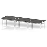 Air 6 Person Sit-Standing Bench Desk, Back to Back, 6 x 1800mm (800mm Deep), White Frame, Carbon Grey