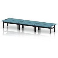Air 6 Person Sit-Standing Bench Desk, Back to Back, 6 x 1800mm (800mm Deep), Black Frame, Dark Teal