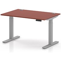 Air 1200mm Height Adjustable Desk, Silver Leg, Brick Red