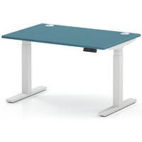 Air 1200mm Height Adjustable Desk, White Leg, Dark Teal