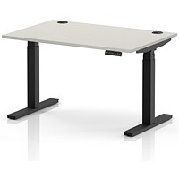 Air 1200mm Height Adjustable Desk, Black Leg, Dove Grey