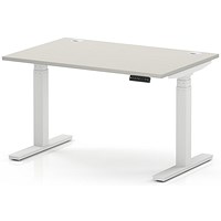 Air 1200mm Height Adjustable Desk, White Leg, Dove Grey