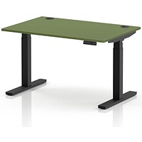 Air 1200mm Height Adjustable Desk, Black Leg, Moss Green